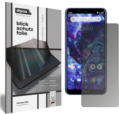 Blickschutzfolie von dipos passend für Nokia 5.1 Plus, präziser Zuschnitt und blasenfrei montiert