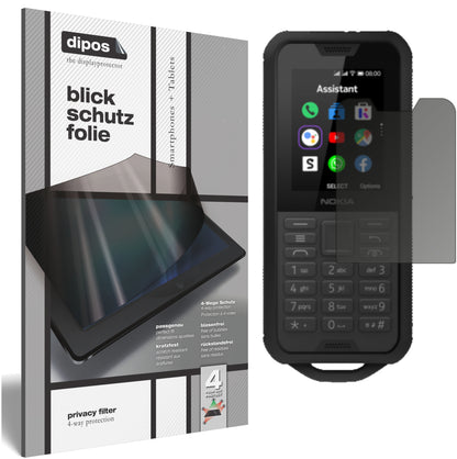 Blickschutzfolie von dipos passend für Nokia 800 Tough, präziser Zuschnitt und blasenfrei montiert