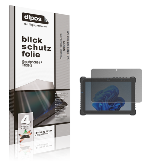Blickschutzfolie von dipos passend für NORQIN 10.1 Rugged Tablet N5100, präziser Zuschnitt und blasenfrei montiert