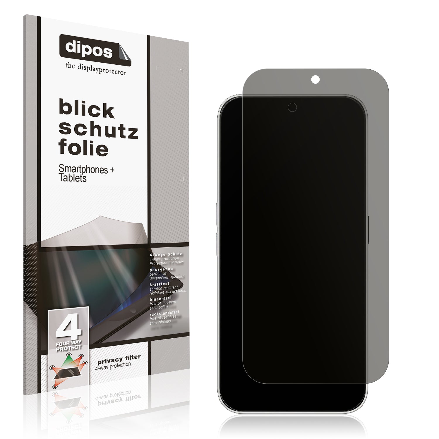 Blickschutzfolie von dipos passend für Nothing Phone 2a, präziser Zuschnitt und blasenfrei montiert