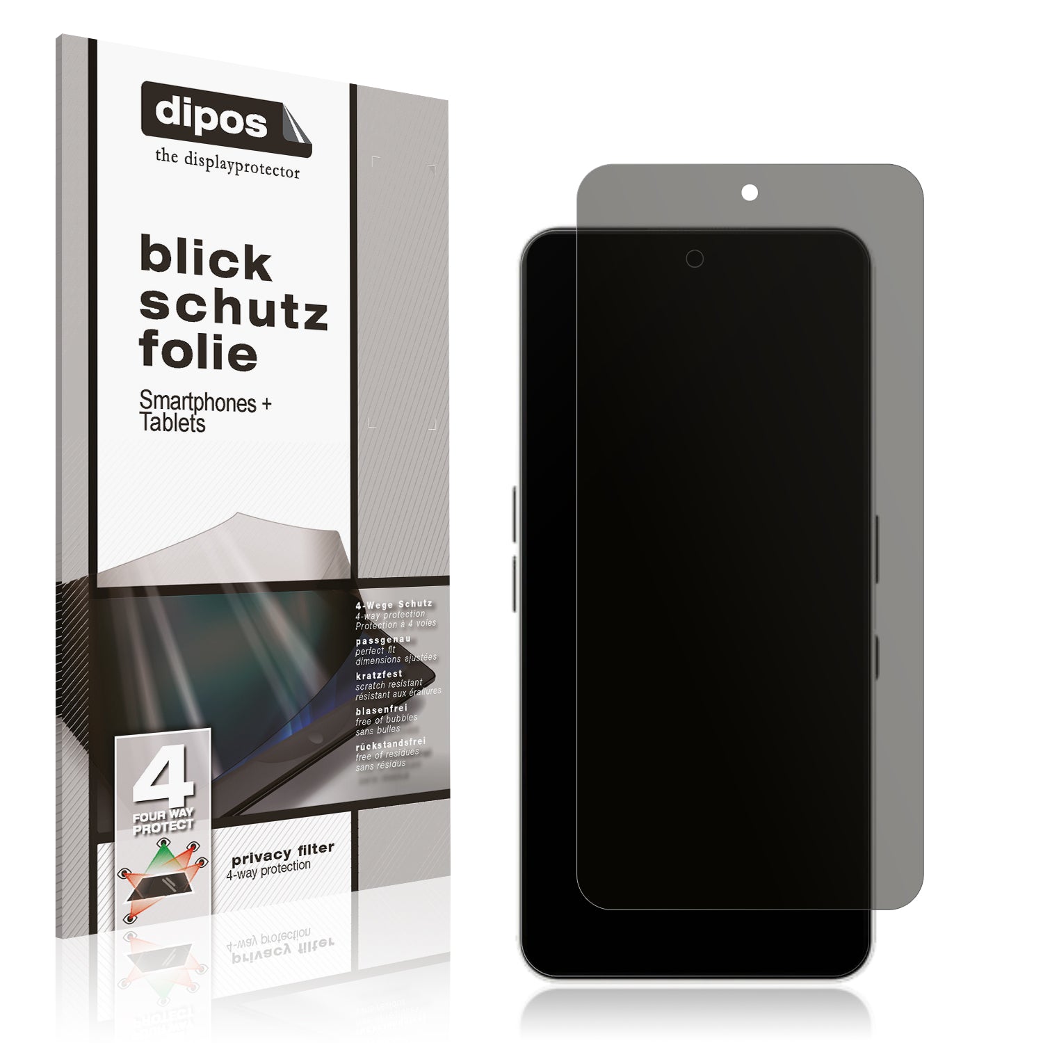 Blickschutzfolie von dipos passend für Nothing Phone (3), präziser Zuschnitt und blasenfrei montiert