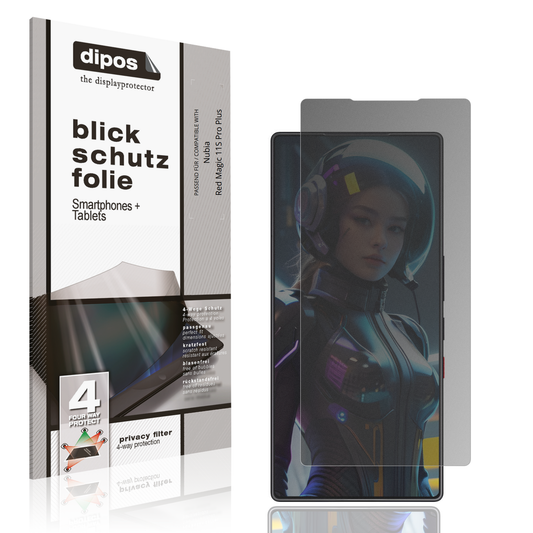 Blickschutzfolie von dipos passend für Nubia Red Magic 11S Pro Plus, präziser Zuschnitt und blasenfrei montiert