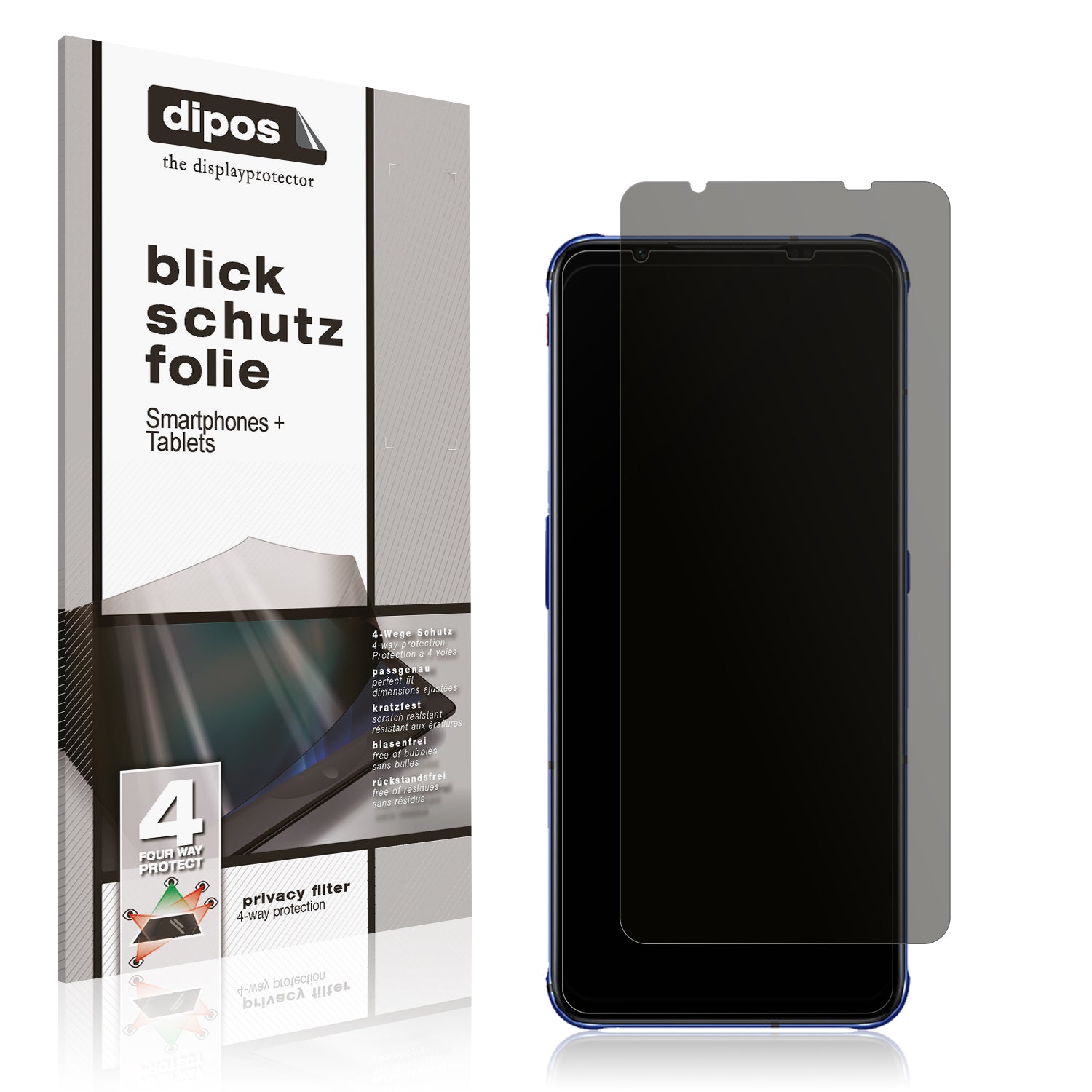 Blickschutzfolie von dipos passend für nubia Red Magic 7, präziser Zuschnitt und blasenfrei montiert