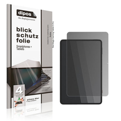 Blickschutzfolie von dipos passend für Nubia Red Magic Gaming Tablet 5 Pro, präziser Zuschnitt und blasenfrei montiert