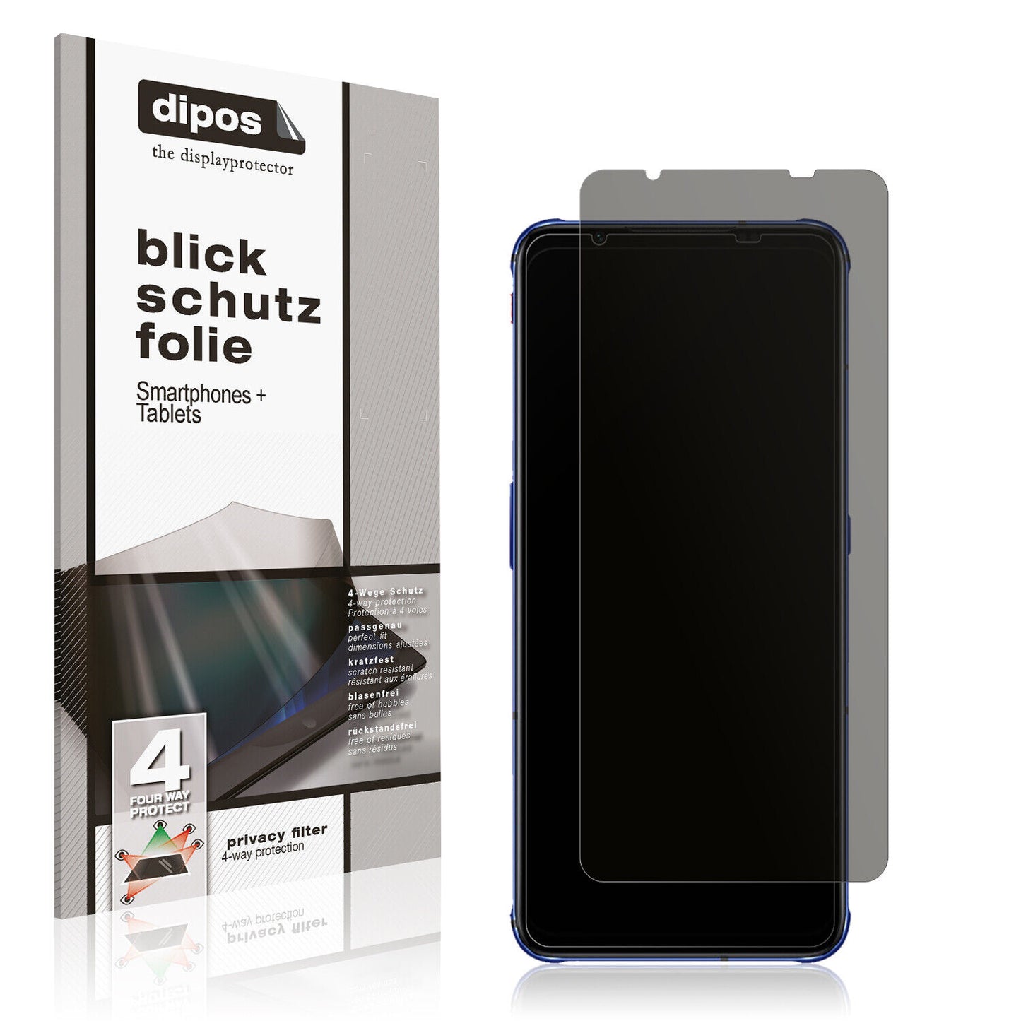 Blickschutzfolie von dipos passend für NUBIA Red Magic7S, präziser Zuschnitt und blasenfrei montiert