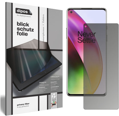 Blickschutzfolie von dipos passend für OnePlus 8, präziser Zuschnitt und blasenfrei montiert