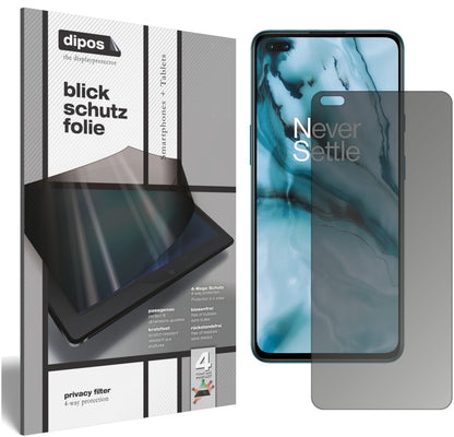 Blickschutzfolie von dipos passend für OnePlus Nord, präziser Zuschnitt und blasenfrei montiert