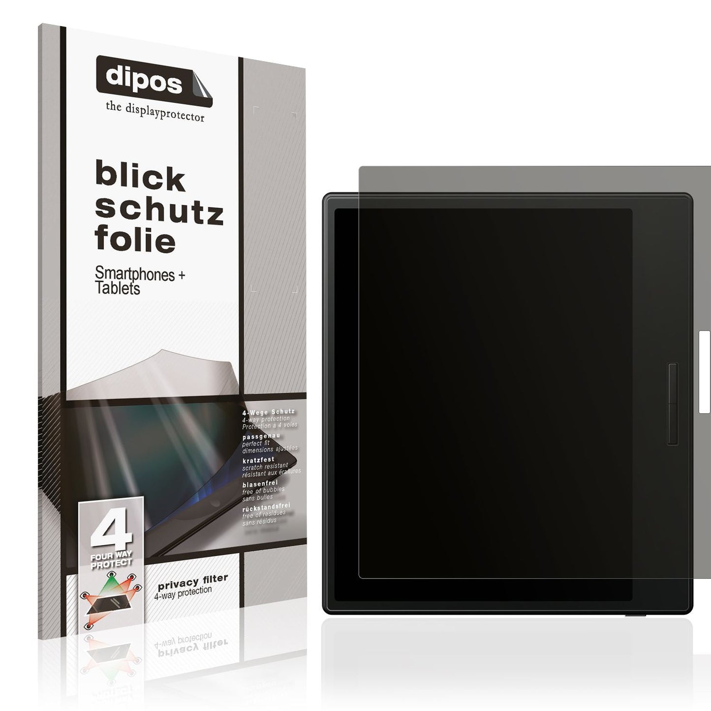 Blickschutzfolie von dipos passend für Onyx Boox Go Color 7, präziser Zuschnitt und blasenfrei montiert