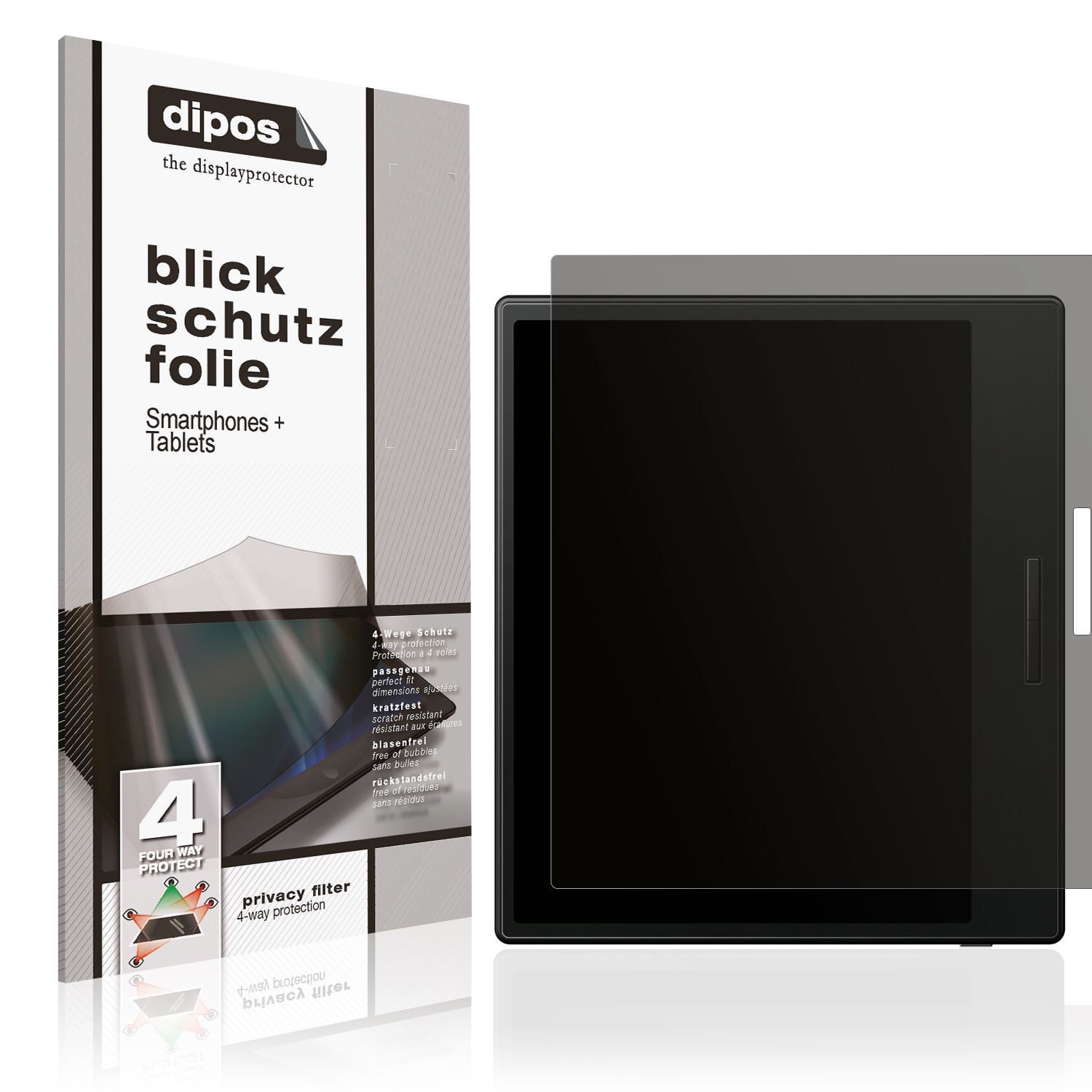 Blickschutzfolie von dipos passend für Onyx Boox Go Color 7, präziser Zuschnitt und blasenfrei montiert