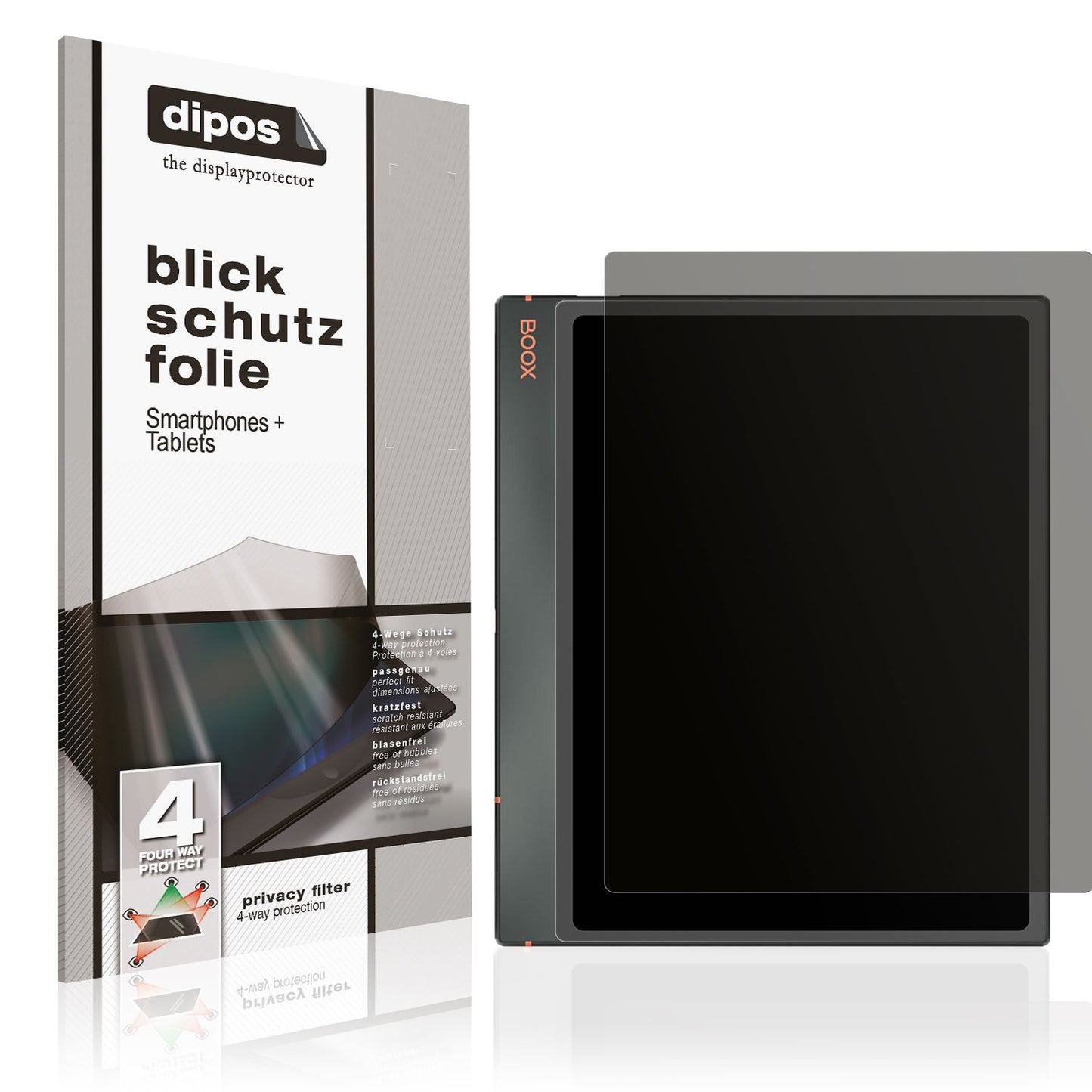 Blickschutzfolie von dipos passend für Onyx Boox Note Air3, präziser Zuschnitt und blasenfrei montiert