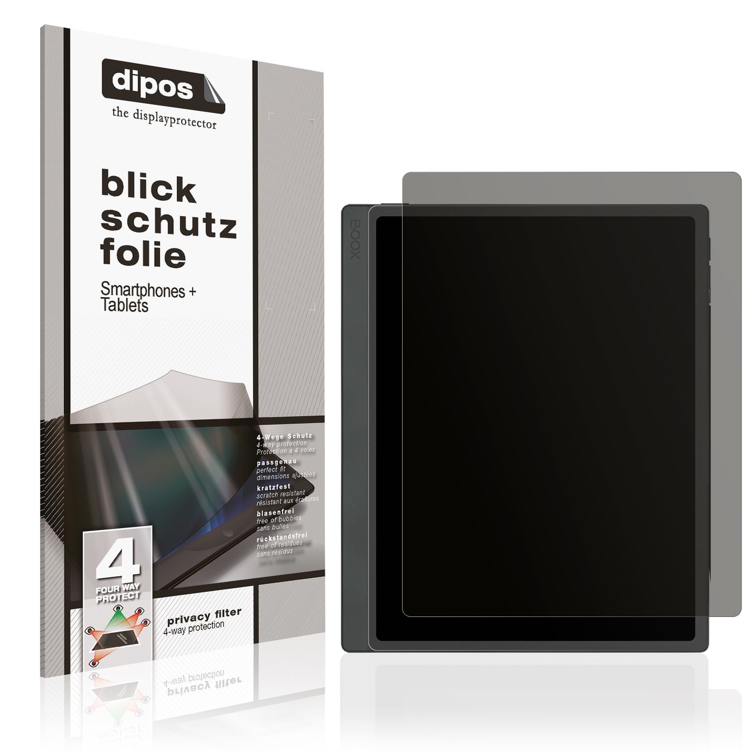 Blickschutzfolie von dipos passend für Onyx Boox Tab Ultra C Pro, präziser Zuschnitt und blasenfrei montiert