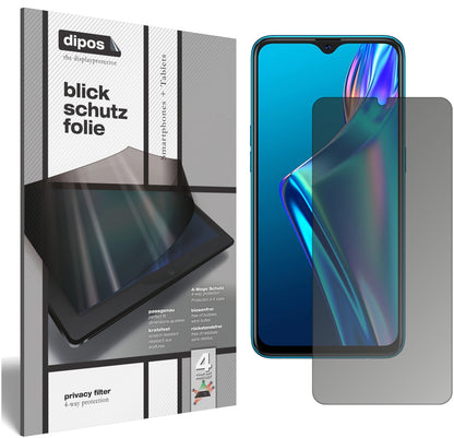 Blickschutzfolie von dipos passend für Oppo A12, präziser Zuschnitt und blasenfrei montiert