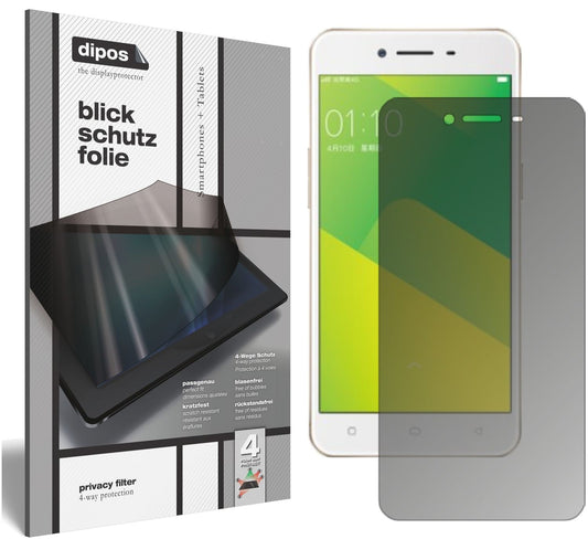 Blickschutzfolie von dipos passend für Oppo A57, präziser Zuschnitt und blasenfrei montiert