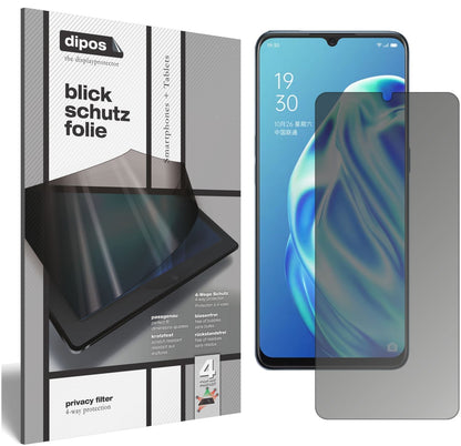Blickschutzfolie von dipos passend für Oppo A91, präziser Zuschnitt und blasenfrei montiert