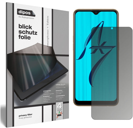 Blickschutzfolie von dipos passend für Oppo AX7, präziser Zuschnitt und blasenfrei montiert