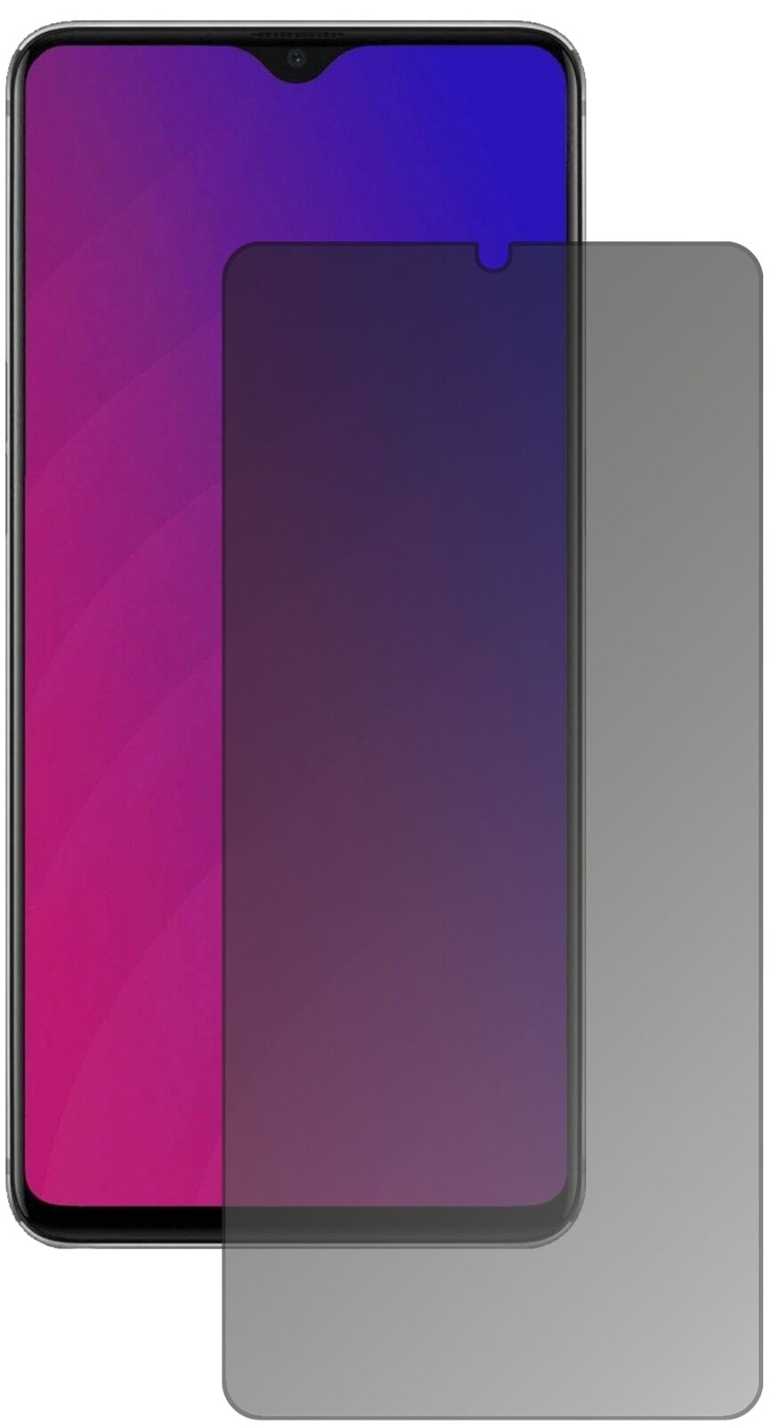Blickschutzfolie von dipos passend für Oppo F9 Pro, präziser Zuschnitt und blasenfrei montiert