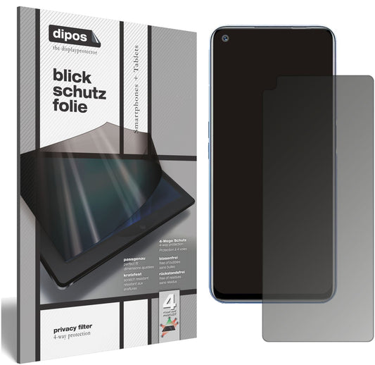 Blickschutzfolie von dipos passend für Oppo Realme Narzo 30, präziser Zuschnitt und blasenfrei montiert