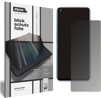 Blickschutzfolie von dipos passend für Oppo Realme Narzo 30 Pro, präziser Zuschnitt und blasenfrei montiert