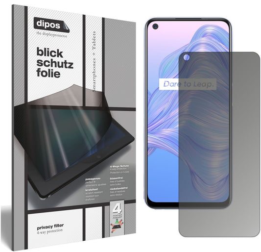Blickschutzfolie von dipos passend für Oppo Realme V5 5G, präziser Zuschnitt und blasenfrei montiert