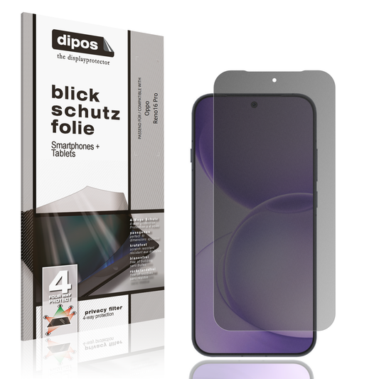 Blickschutzfolie von dipos passend für Oppo Reno16 Pro, präziser Zuschnitt und blasenfrei montiert