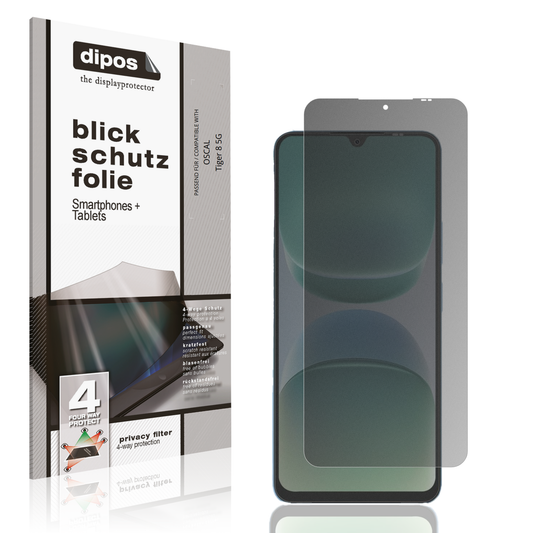 Blickschutzfolie von dipos passend für OSCAL Tiger 8 5G, präziser Zuschnitt und blasenfrei montiert