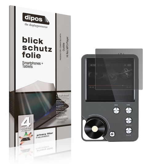 Blickschutzfolie von dipos passend für Ouitble Hi Res MP3-Player, präziser Zuschnitt und blasenfrei montiert