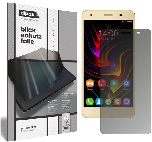 Blickschutzfolie von dipos passend für Oukitel C5 Pro, präziser Zuschnitt und blasenfrei montiert