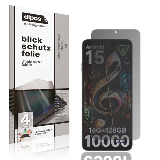 Blickschutzfolie von dipos passend für OUKITEL C60, präziser Zuschnitt und blasenfrei montiert