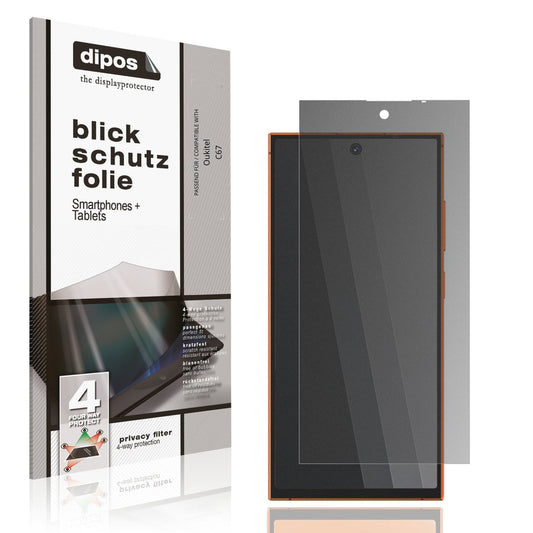 Blickschutzfolie von dipos passend für Oukitel C67, präziser Zuschnitt und blasenfrei montiert