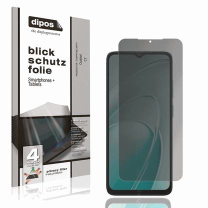 Blickschutzfolie von dipos passend f�r Oukitel C7, pr�ziser Zuschnitt und blasenfrei montiert