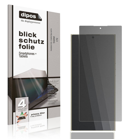 Blickschutzfolie von dipos passend für Oukitel C72, präziser Zuschnitt und blasenfrei montiert