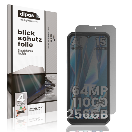 Blickschutzfolie von dipos passend für OUKITEL WP55S, präziser Zuschnitt und blasenfrei montiert