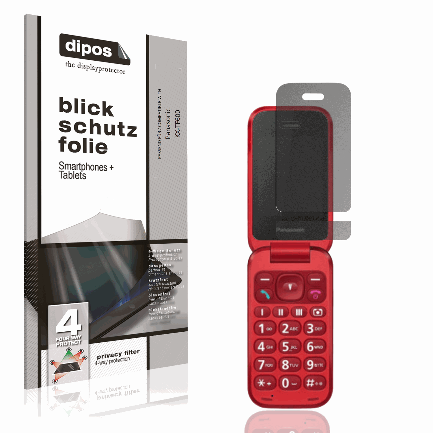 Blickschutzfolie von dipos passend für Panasonic KX-TF600, präziser Zuschnitt und blasenfrei montiert