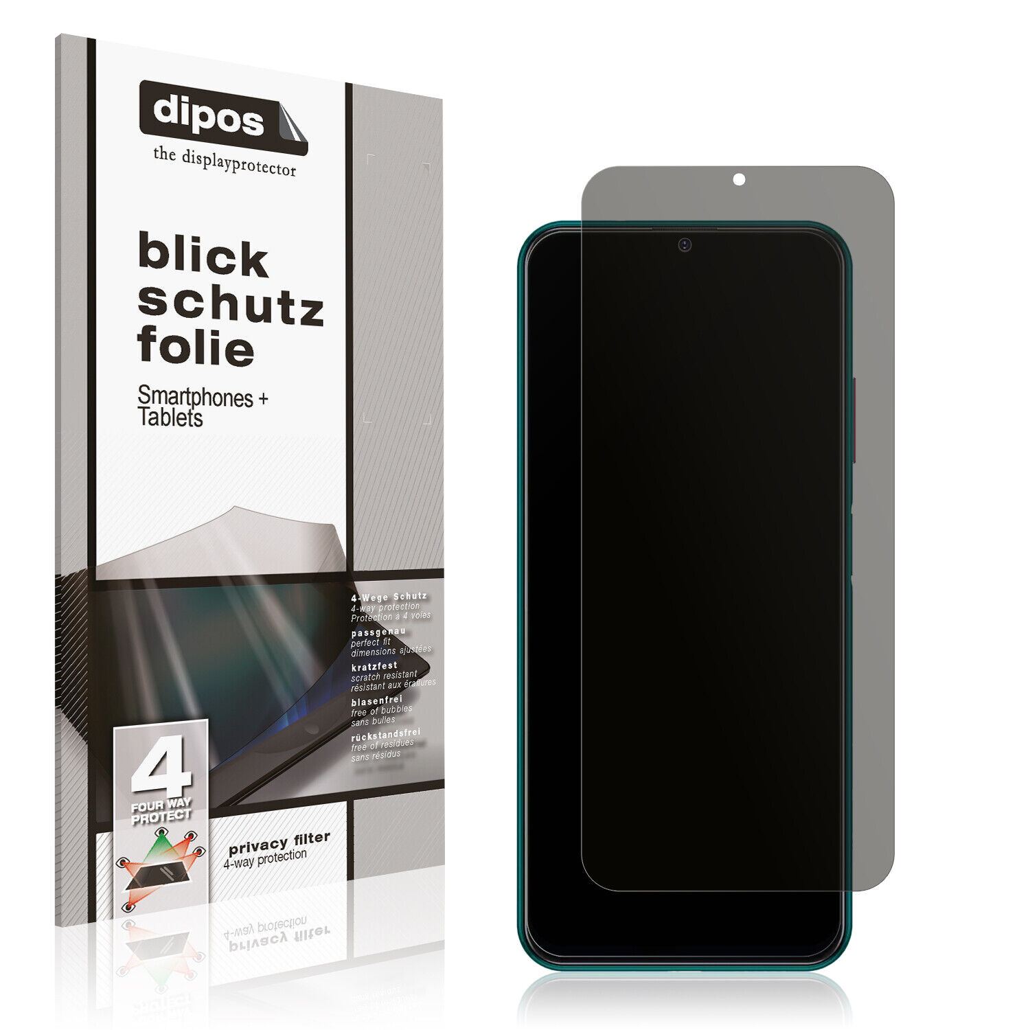 Blickschutzfolie von dipos passend für Philips S706, präziser Zuschnitt und blasenfrei montiert