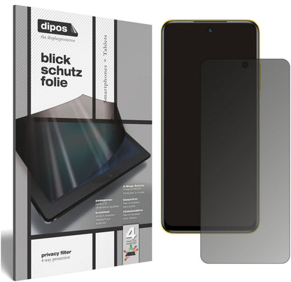 Blickschutzfolie von dipos passend für Poco M3 Pro 5G, präziser Zuschnitt und blasenfrei montiert