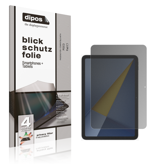 Blickschutzfolie von dipos passend für POCO Pad C1, präziser Zuschnitt und blasenfrei montiert