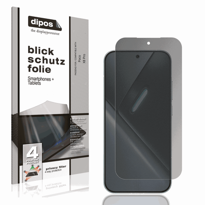 Blickschutzfolie von dipos passend für Poco X8 Pro, präziser Zuschnitt und blasenfrei montiert