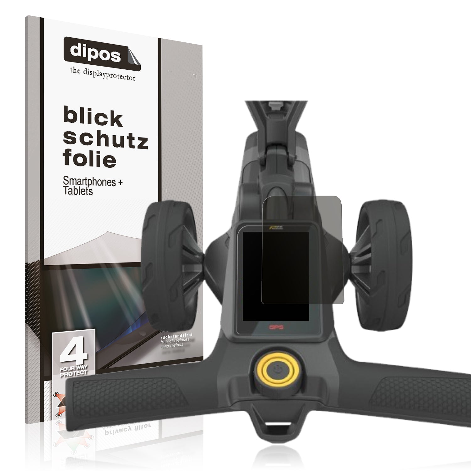 Blickschutzfolie von dipos passend für PowerKaddy Ct10, präziser Zuschnitt und blasenfrei montiert