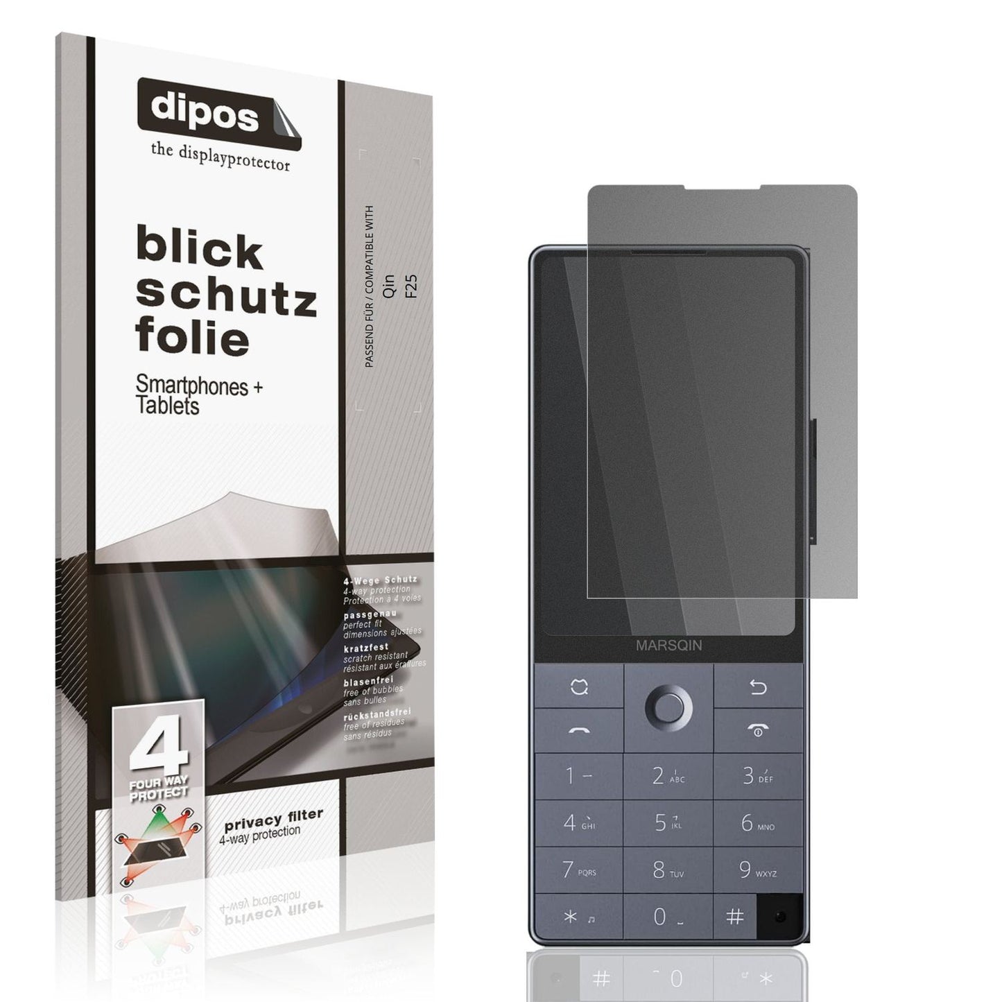 Blickschutzfolie von dipos passend für Qin F25, präziser Zuschnitt und blasenfrei montiert