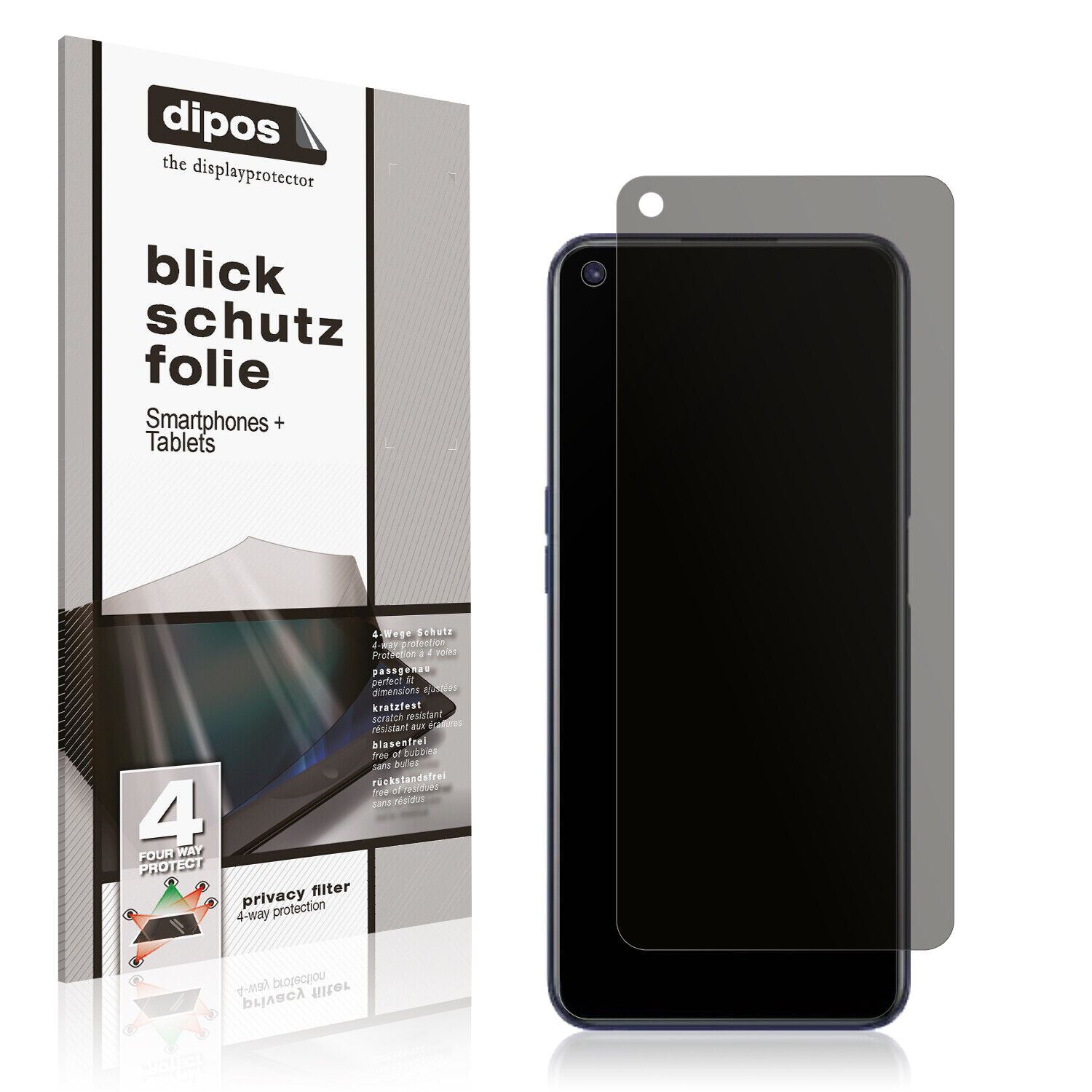 Blickschutzfolie von dipos passend für Realme 9 5G Speed, präziser Zuschnitt und blasenfrei montiert