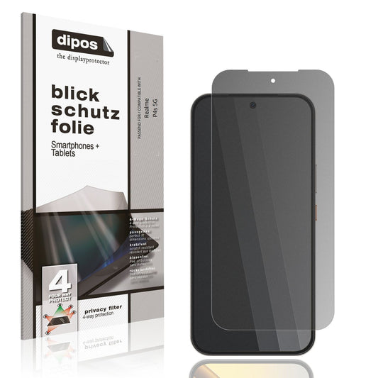Blickschutzfolie von dipos passend für Realme P4s 5G, präziser Zuschnitt und blasenfrei montiert