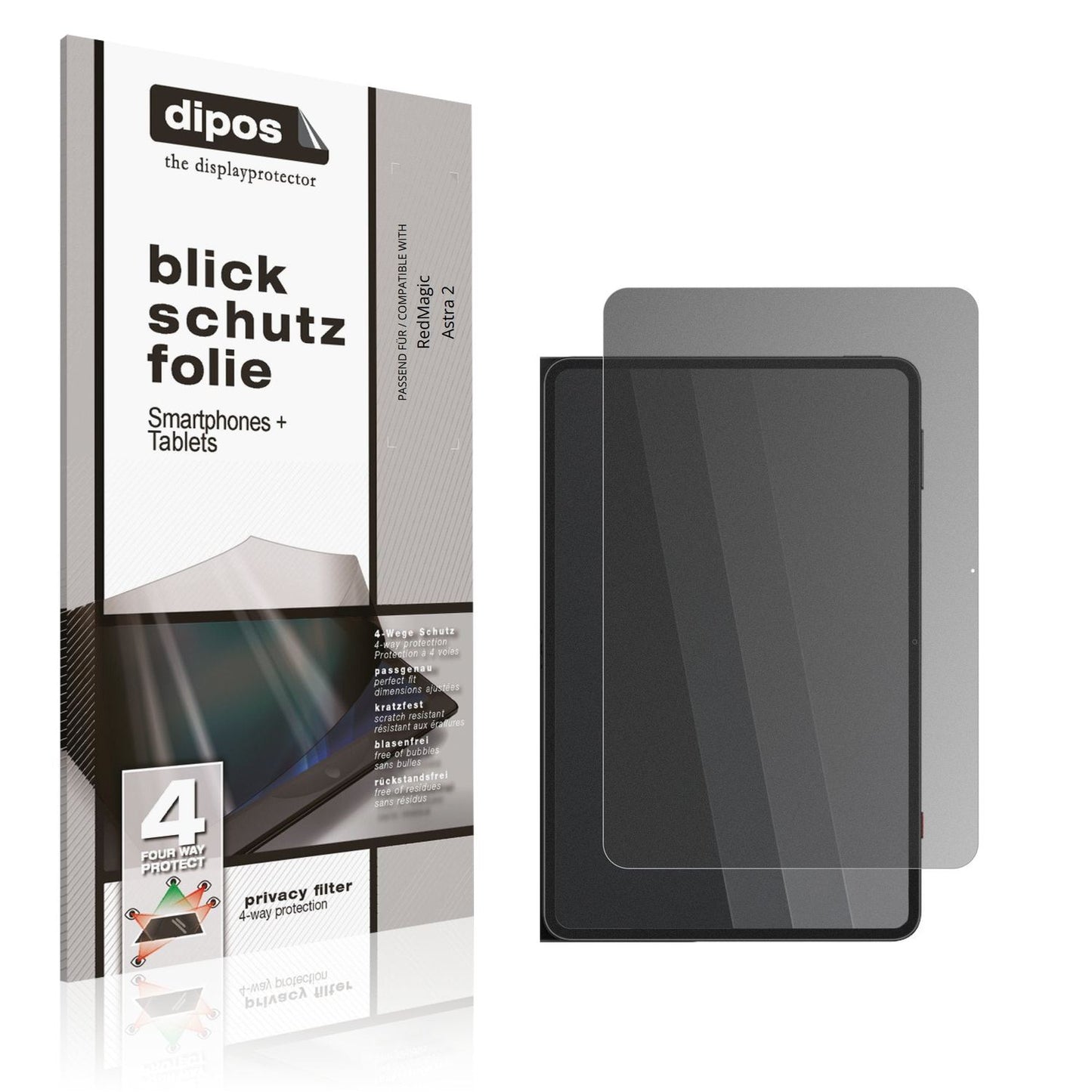 Blickschutzfolie von dipos passend für RedMagic Astra 2, präziser Zuschnitt und blasenfrei montiert