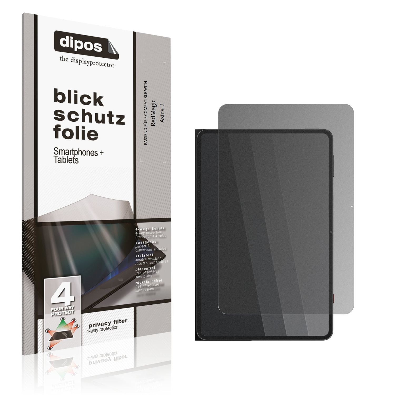 Blickschutzfolie von dipos passend für RedMagic Astra 2, präziser Zuschnitt und blasenfrei montiert