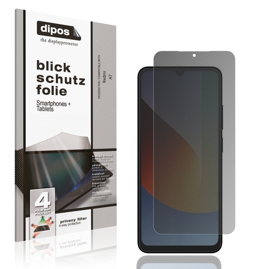 Blickschutzfolie von dipos passend für Redmi A7, präziser Zuschnitt und blasenfrei montiert