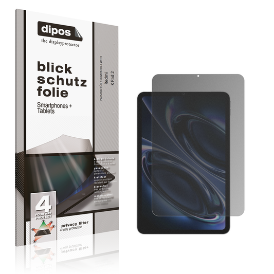 Blickschutzfolie von dipos passend für Redmi K Pad 2, präziser Zuschnitt und blasenfrei montiert