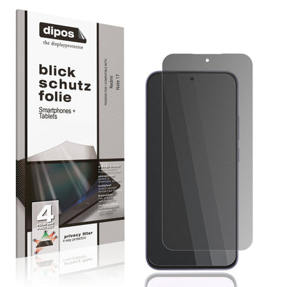 Blickschutzfolie von dipos passend für Redmi Note 17, präziser Zuschnitt und blasenfrei montiert