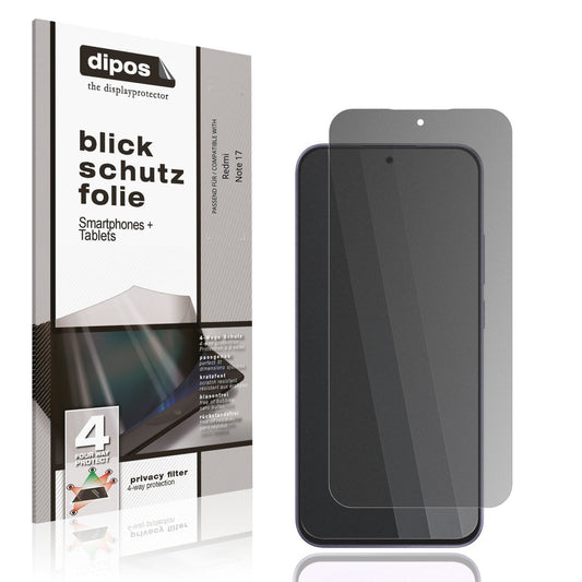 Blickschutzfolie von dipos passend für Redmi Note 17, präziser Zuschnitt und blasenfrei montiert