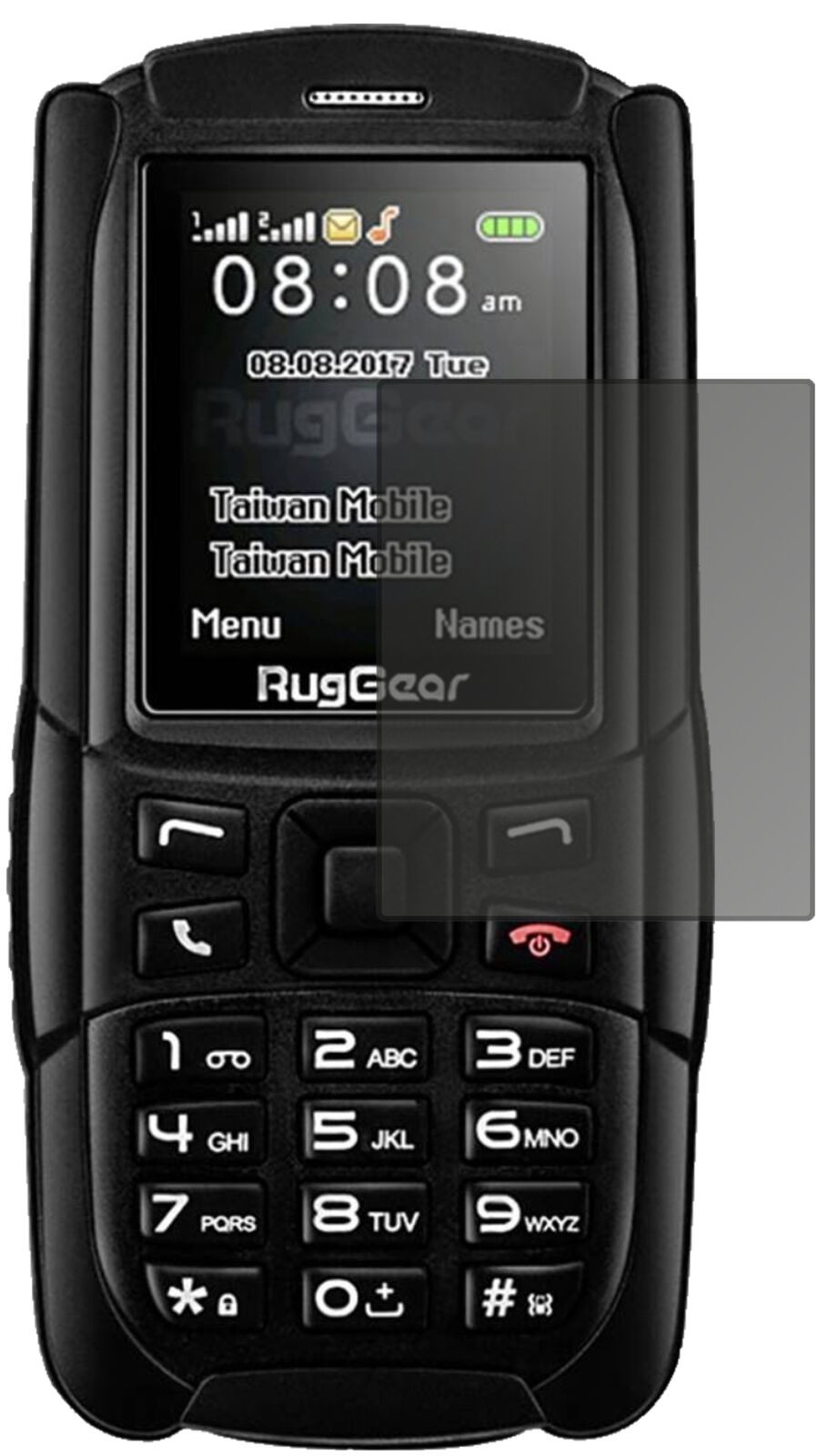 Blickschutzfolie von dipos passend für Ruggear RG129 (2018), präziser Zuschnitt und blasenfrei montiert