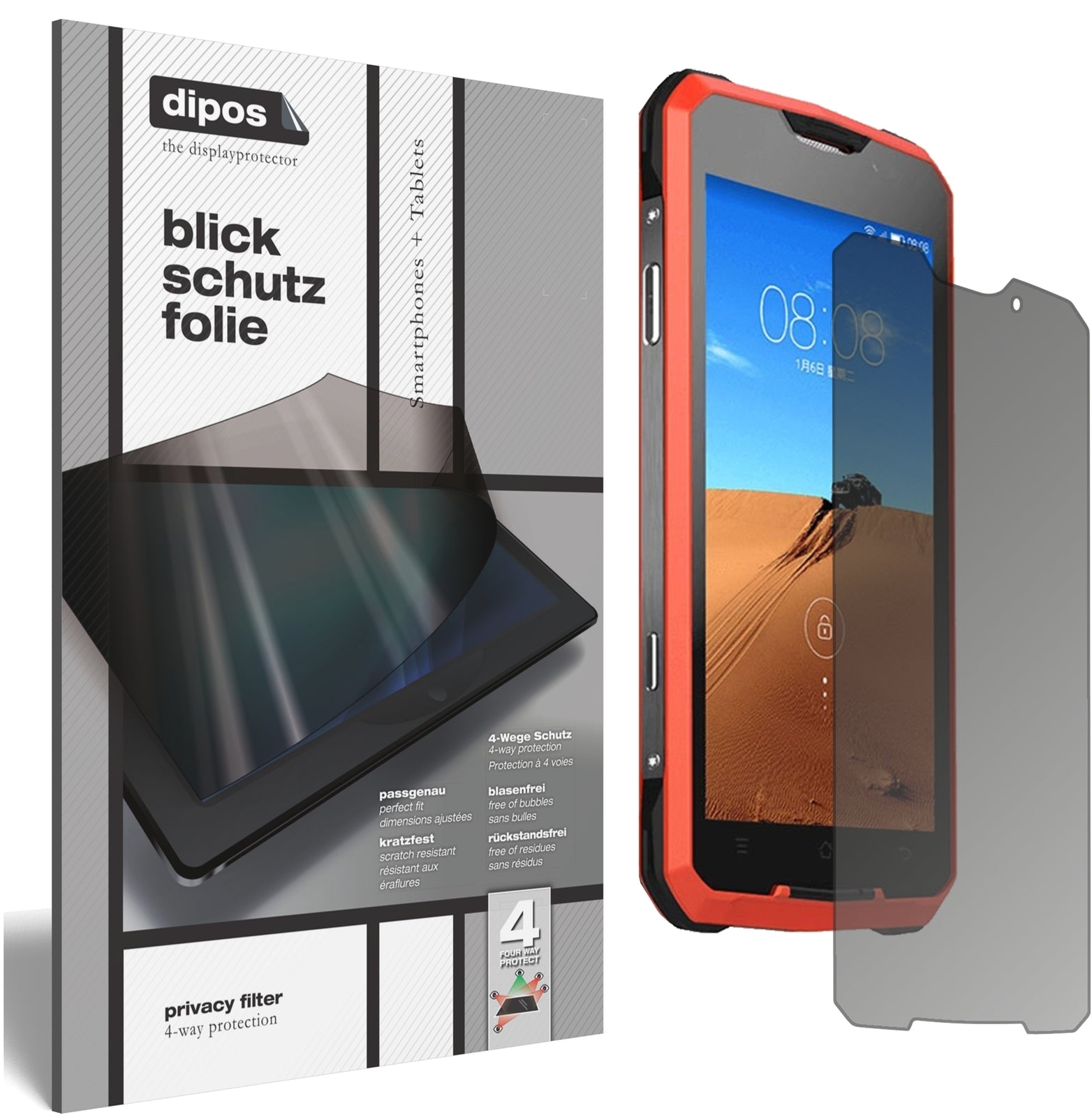 Blickschutzfolie von dipos passend für Rugum V1, präziser Zuschnitt und blasenfrei montiert