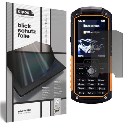 Blickschutzfolie von dipos passend für Runzu M8, präziser Zuschnitt und blasenfrei montiert